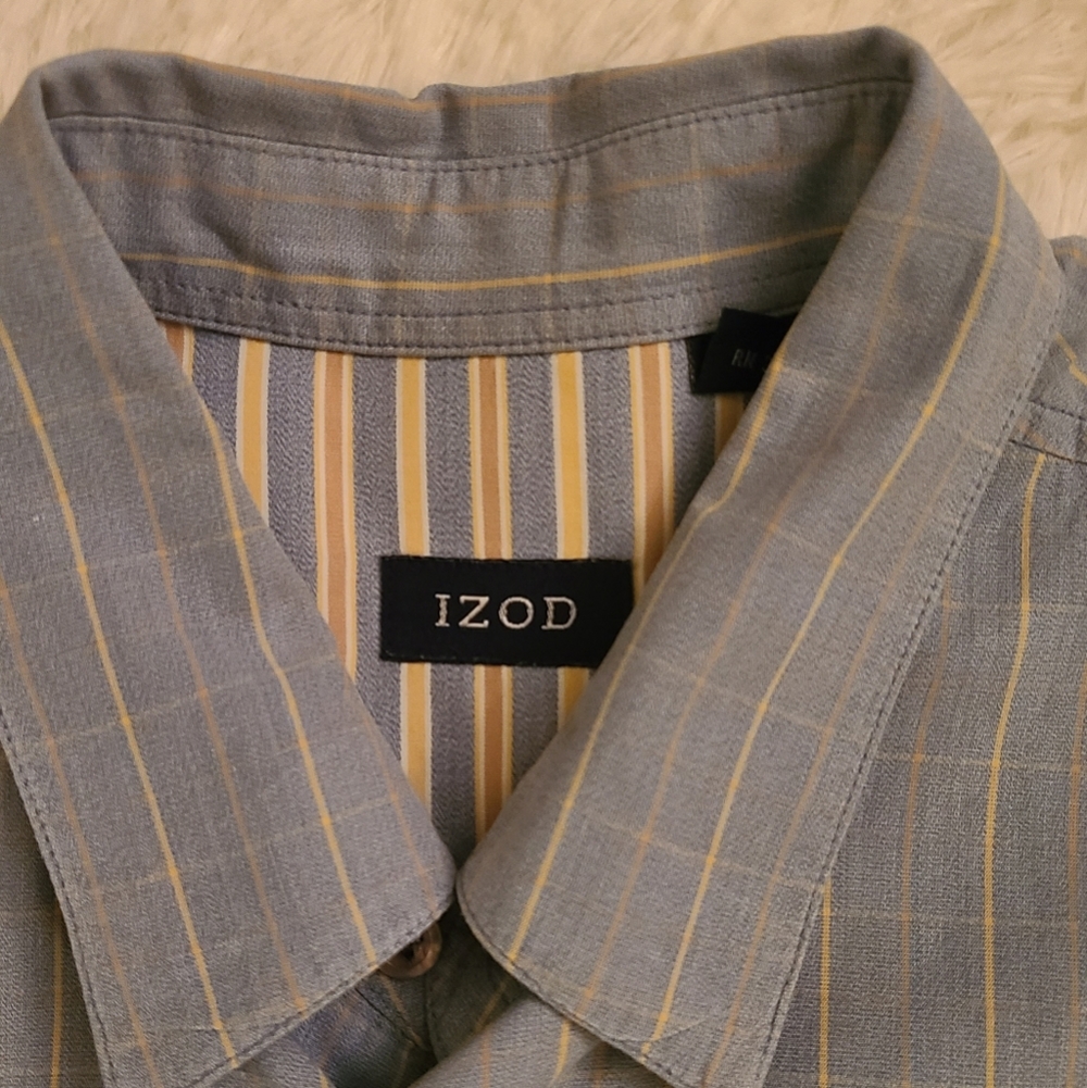 IZOD Men's Blue Striped Long Sleeve Button Down Shirt - Size Large‎ - Picture 7 of 7